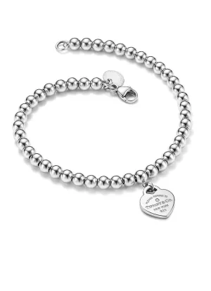 Tiffany & Co. Pink Mini Heart kralenarmband van sterling zilver met diamant, 4 mm 18481