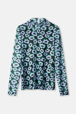 turtleneck wild flowers blue