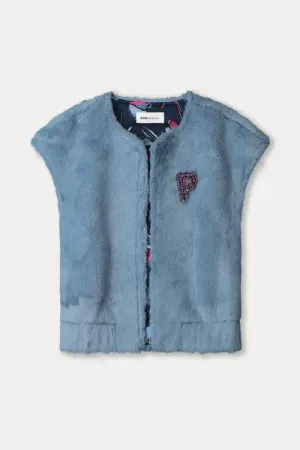 gilet fur misty blue